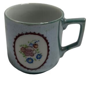 Vintage Occupied Japan Teal Floral Flower Small Childrens Teacup